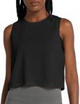 BALEAF Women's Workout Crop Tank Cropped Muscle Tops Cute Quick Dry Gym Yoga Shirts Black Size XS