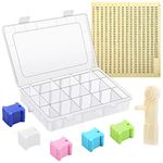 Lanjue Embroidery Thread Organiser Set, 150 Pcs Colored Plastic Floss Bobbins Thread Storage Box with Bobbin Winder Floss Number Stickers for DIY Craft Sewing Embroidery Cross Stitch Storage