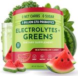 Keto Vitals Greens Powder Plus Electrolytes - Daily Super Greens Powder with Superfoods - Green Drink with Sugar Free Electrolytes for Hydration, Gut Health & Digestion, Watermelon Candy - 30 Servings