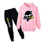 Ninja Kidz Boy's Solid Color Hooded Sweater Suit Girls Casual Sports Hoodie and Trousers (Pink,7-8 Years,7 Years,8 Years)