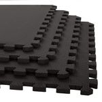 Cult EVA Foam Interlocking Gym Floor Mats Set of 4 | Thick Anti-Skid Workout Tiles | Shock-Absorbing Protective Flooring for Home Gym, Exercise & Equipment | Water-Resistant, Easy to Assemble, Black