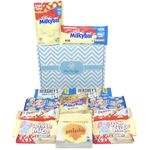 White Chocolate Hamper For White Chocolate Lovers. The Chocolate Box Gift, For All Those Chocolate Lovers. Milkybar, Bueno, Hershey’s, White Mice, Jazzles And More, Presented In A Luxury Gift Box.