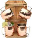 Kitchen Science Moscow Mule Mugs (Set of 4 mugs) with brass hooks- Stand