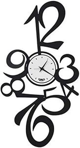 Arti & Mestieri Calypso - Orologio da Parete di Design 100% Made in Italy - in Ferro, 35 x 65 cm - Nero e Bianco