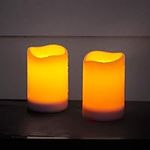 Large Outdoor Solar Candles - 4x6 Flameless Pillar Candle Set, White Resin, Flickering LED Light, Dusk to Dawn Timer, Rechargeable Solar Battery Included, Waterproof for Patio Decor - 2 Pack