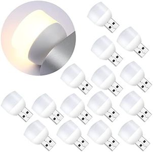 Nuanchu16 Pieces Mini USB Night Lights LED Plug in Bulbs Night Light Portable Home USB Atmosphere Lights LED Toilet Bedroom Lights Bulb for Bathroom Car Nursery Kitchen, Warm White