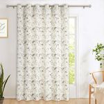 VOGOL Extra Wide Grommet Curtains for Bedroom, 1 Panel 84 x 84 Inches Vines Pattern View Reducing Drapes for Living Room, Country Style Window Treatment for Nursery, Grey