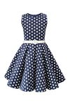 BlackButterfly Kids 'Audrey' Vintage Polka Dot 50's Girls Dress (Midnight Blue Polka Dot, 7-8 Years)