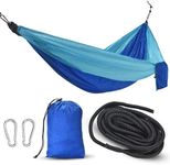 Outlery Camping Hammock - Portable Hammock with Tree Straps and Carabiners - Durable Triple-Stitched Seams Outdoor Hammock for Backpacking, Camping, or Backyard Lounging and Relaxation - Blue