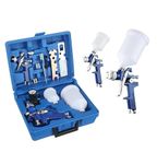 2 Pcs/Set HVLP Paint Sprayer Set, 0.8MM & 1.4MM Nozzle Professional Air Gravity Feed Spray Gun Kit with 125ML & 600ML Cup Paint Sprayer Tool for Car Furniture Painting Handheld Sprayer (Blue)