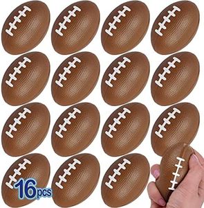 Mini Foam Footballs 16 Pcs Pack | 3.25” Inch Party Favor Balls | Mini Football Stress Balls Bulk | Football Party Decorations | Big Game Party Decorating Footballs | Small Foam Footballs | by Anapoliz