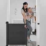 Baybee Retractable Baby Safety Gate, Baby Fence Barrier Pet Dog Gate with Expandable up to 140cm Width & 80 cm Height | Child Kids Baby Gate for House, Stairs, Doorways | Safety Gate for Baby (Black)