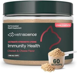 VetriScience Ultimate Strength Lysine Immunity Health Powder for Cats & Kittens, Supplement for Allergy & Nasal Support, Sneezing, Runny Nose & Watery Eyes, Chicken & Cheese Flavor, 60 Count -New Look