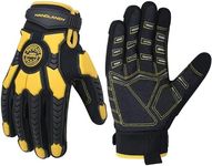 HANDLANDY Cut Resistant Gloves Men Anti Vibration Work Gloves, Padded Palm Grip Heavy Duty Working Gloves (Black-Yellow, M)