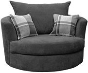 Sofas and More Large Swivel Round Cuddle Chair Fabric (Grey)