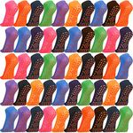 40 Pairs Non Slip Yoga Socks Anti Skid Gripper Socks Slipper Socks with Grippers Pilates Grip Socks Yoga Grip Socks for Women Girls Pilates Ballet Barre Yoga, 10 Colors