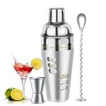 Cocosun Cocktail Shaker Martini Shaker Set with Recipe, 24 oz Martini Shaker Drink Shaker Drink Mixer Stainless Steel Cocktail Shaker Set Bartender Kit