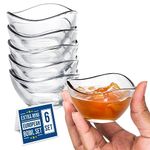 CRYSTALIA Mini Glass Bowls Set of 6 Glass Dip Bowls 66cc Lead Free, Mini Glass Prep Bowls, Jam Bowl Mini Serving Bowls, Sauce Dishes Mini Dishes Snack Dishes Starter Bowls Dip Dish Mini Sauce Bowls