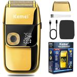 Kemei Electric Shaver for Men,Cordless Precision Rechargeable Beard Trimmer,Washable,USB,LED dispaly Lithium Titanium Shavers with Travel Case