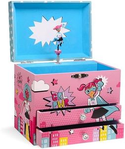 Jewelkeeper Girl Power Superhero Musical Jewelry Box with 2 Pullout Drawers, Fur Elise Tune