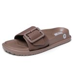 DOCTOR EXTRA SOFT Women's Classic Cushion Sliders/Slippers With Adjustable Buckle Strap For Adult|Comfortable & Lightweight|Stylish & Anti-Skid|Waterproof & Flip Flops For Ladies/Girls D-526, Coffee