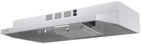 Hermitlux Range Hood 30 Inch Under Cabinet, Convertible Kitchen Exhaust Fan, Stainless Steel Vent Hood with LED Light