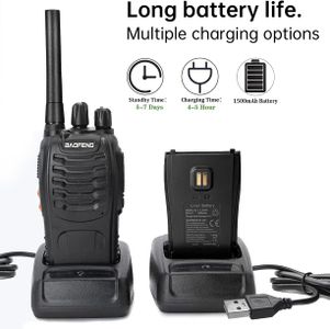 BAOFENG Long Range 2-Way Walkie Talkies Set, 16 Channels, 4-Pack Rechargeable