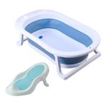 Safe-O-Kid® Tubbly Anti-Slip Folding Baby Bath tub, 1 Year Warranty, with Bather, Temperature Sensitive Plug, Soap Tray, Easy to Store, Portable Travel Friendly Bathtub- Upto (0-4 Years), Blue