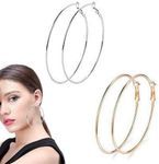 Uni-Fine 2 Pack Big Hoop Earrings, 