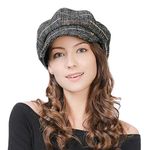 Comhats Winter Hats for Women Ladies Wool Peaked Beret Hats Baker Boy Newsboy Cabbie Cap Grey Large