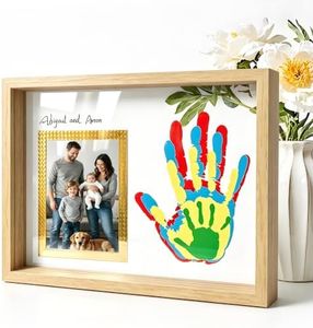 Hzorille Family Handprint Kit,DIY Handprint Keepsake Frame,Baby Hand Footprint Makers,Newborn Gift Sets,Baby Keepsake Photo Frame,Personalized New Mom Gifts(Walnut)