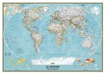 National Geographic French World Wall Map, Carte du monde en francais - 43.75" x 30.5" - Paper Rolled