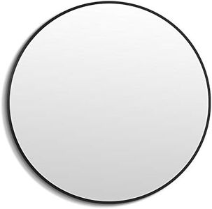 Round Wall Mirror for Bathroom Bedroom, LETSFIELD 50 cm Black Metal Framed Wall Mirror for Home Decor