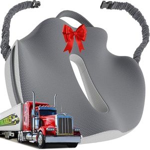 XL Truck Seat Cushion for Truck Driver Seat Cushion - Upgraded Back Support, CertiPUR-US® Certified - Thick Memory Foam, Pain Relief for Hours of Driving, Trucker Approved Big Rig - Gray