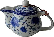 Teapot 500ml Blue White Peony Flower Porcelain Kettle Stainless Infuser (Mudan Flower 500ml)