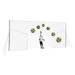 Open Goaaal Football Goal & Backstop Net with Rebounder - Standard Size Adjustable Width - Football Sports Netting for Backyard Barrier