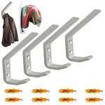 4 Pack Sturdy Aluminium Motorcycle Helmet Holder,motorbike Jacket Display Rack,Backpack Bags Wall Mount Hanger,Cloth Coat Glove Storage Hook - with mounting screws，No Helmet