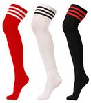 Xs and Os Women's Over the Knee Cotton & Lycra Socks (Pack of 3) (CB3_SOCKS_X001_KHS_Black, Red & White)