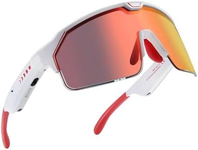 CHAMELO Music Shield Smart Audio Sunglasses Matte White Frame, Smoke Lenses | Open-Ear Bluetooth Glasses for Men & Women with Electronic Tint Control, Sweat Proof, 100% UV Protection