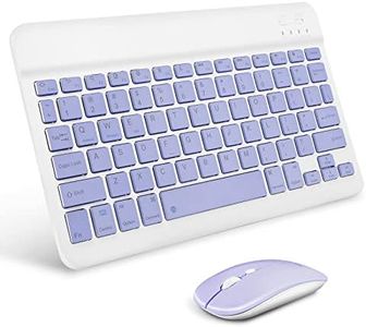 Tastiera wireless portatile, AIMMIE Rechargeable10 universale ultra sottile per tablet con mouse, piccola per iOS/Android/Windows, laptop, telefoni (Purple)