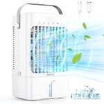 Portable Air Conditioner, 900ML Air Conditioner Portable AC with 3 Wind Speed & 7 LED Light, 2 Cool Mist & 1-8H Timer, 90° Rotation Evaporative Air Cooler Cooling Fan for Room Office Camping