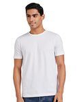 Amazon Brand - Symbol Men's Cotton T Shirt | Round Neck | Half Sleeve | Plain - Regular Fit (Available in Plus Size) (Pure White_2XL)