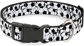 Dog Collar Plastic Clip Soccer Balls Stacked 9 to 15 Inches 1.0 Inch Wide