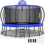 Zupapa 1800LBS Weight Capacity 2025 Double Frames Trampoline with No-Gap Design Curved Poles 16 15 14 12FT Trampolines for Kids with Enclosure Net Outdoor Trampolin for Children Adults Family