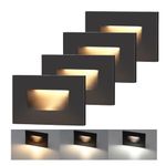 DAKASON LED Step Lights Indoor Outdoor AC120V, Dimmable 3000K/4000K/5000K Stair Lighting, 3.5W Horizontal Deck Lights for Pathway,Fence, Bedroom, Oil Rubbed Bronze Finish, 4-Pack