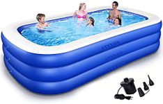 Styxon/Swimming Pool 10-Feet 3 Stripped Printed Inflatable Rectangle Bath Tub and Swimming Pool Bastway for Adults Kids Spa with Free Pump 120x 72"x24" Inch -(Multi) (10-Feet)