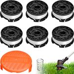 BEAUGIREW String Trimmer Line for Black Decker 30ft 0.065" AF-100 Autofeed System Replacement Spools 6 Pieces Weed Eater String Refills with 1 x Spool Cap and 1 x Spring