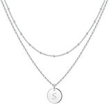 IEFWELL Silver Necklaces for Women - Initial Necklaces for Teen Girls Gifts Silver Initial Necklaces for Women Gifts for Girls Jewelry Layered Necklaces for Women Letter S Necklaces for Girls Gifts