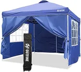 OUTFINE Patio Canopy 10'x10' Pop Up Commercial Instant Gazebo Tent, Outdoor Party Canopies with 4 Removable Sidewalls, Stakes x8, Ropes x4 (Blue, 10 * 10FT)