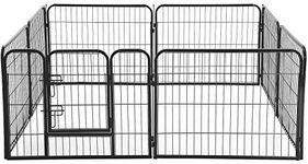 FDW Pet Playpen 8 Panel 24”32”40” inch Indoor & Outdoor Folding Metal Exercise Pen & Pet Playpen Puppy Cat Exercise Fence Barrier Playpen Kennel (24", Black)